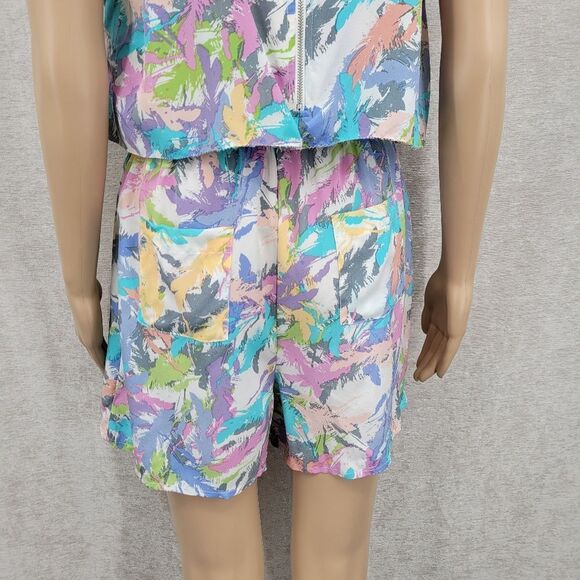 R 89 Silk Colorful Sleeveless Teired Flounce Shorts Romper - Picture 6 of 15